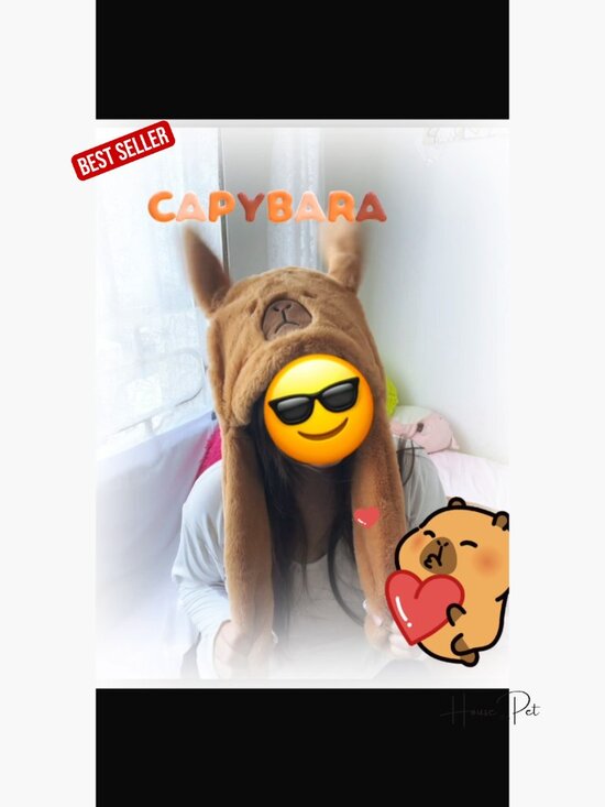 Capybara Hat with Moving Ears, Plush Winter Costume Accessory, Cosplay Photo
